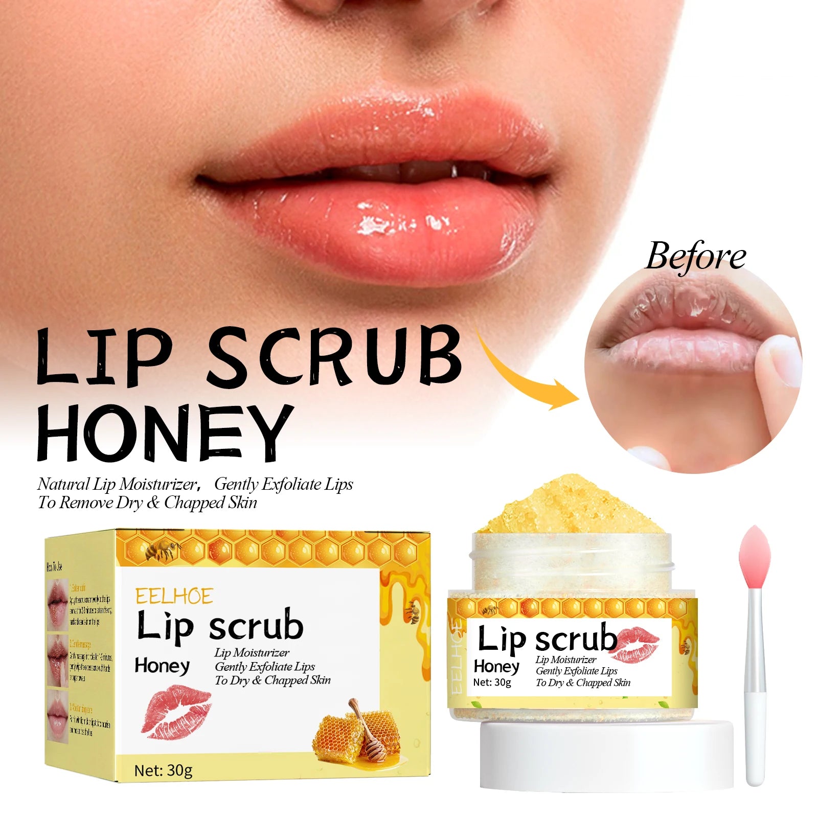 Eelhoe Honey Lip Scrub – Exfoliate & Moisturize