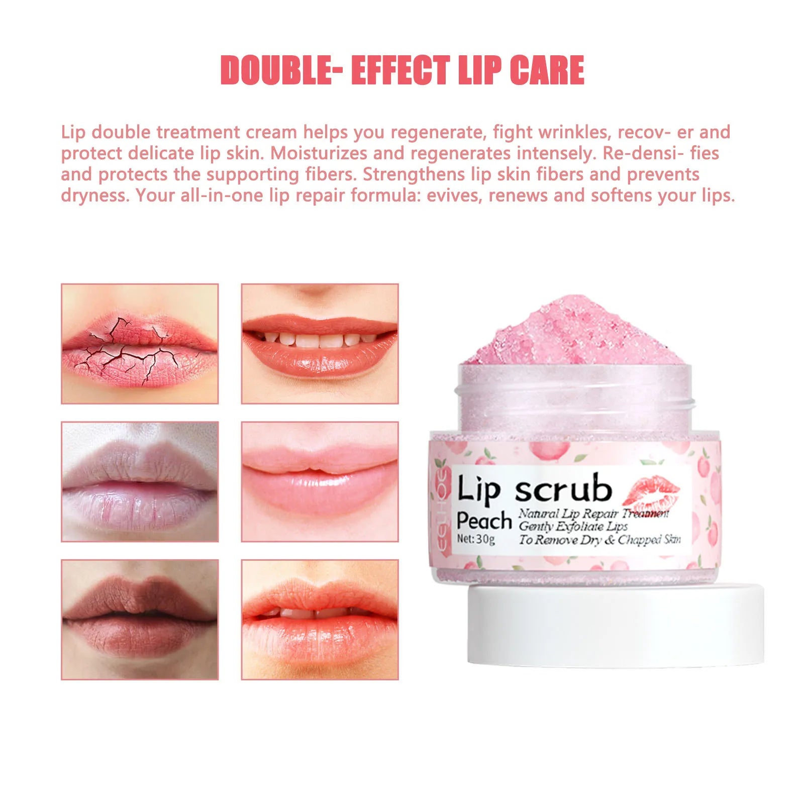 Eelhoe Peach Lip Scrub – Exfoliating & Repair