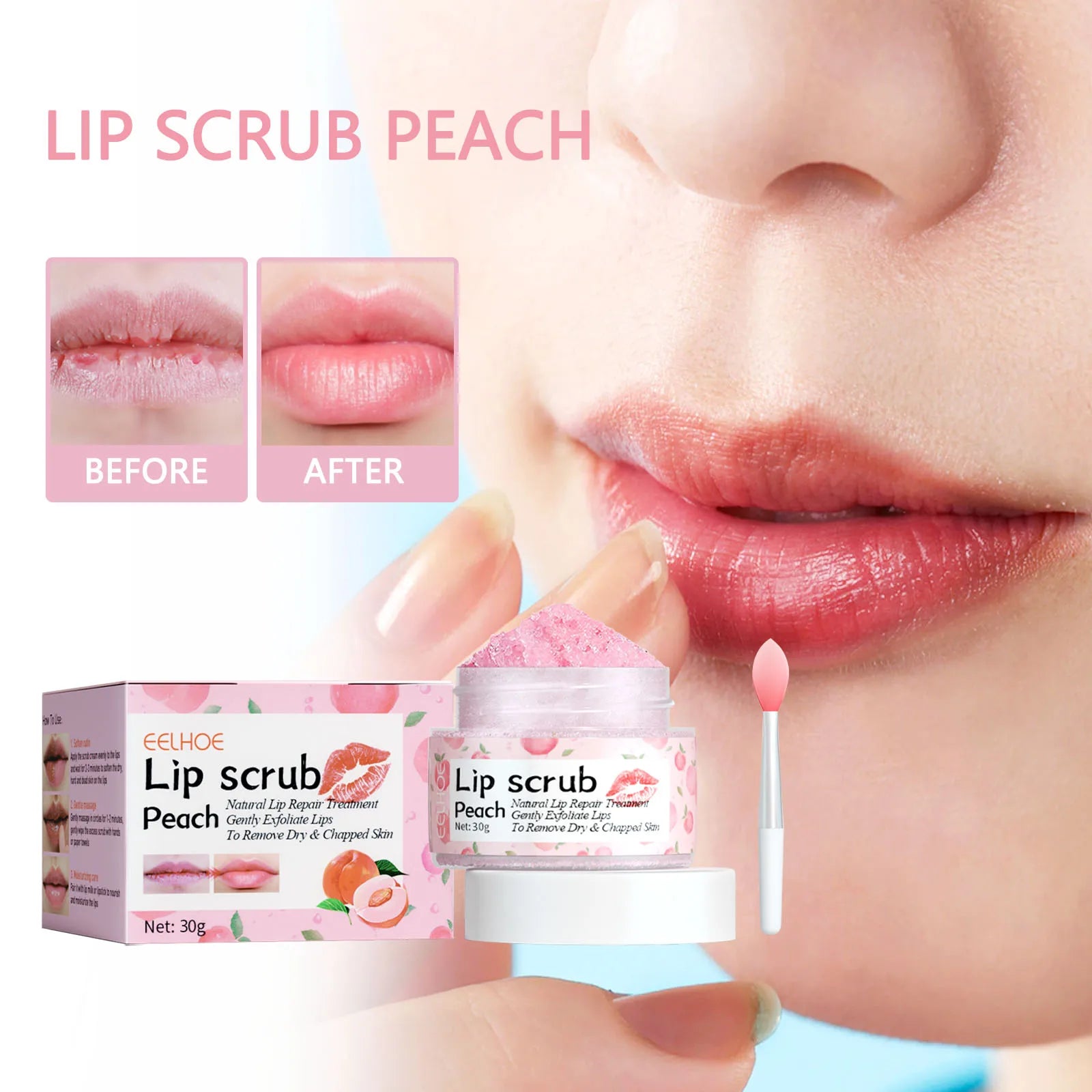 Eelhoe Peach Lip Scrub – Exfoliating & Repair