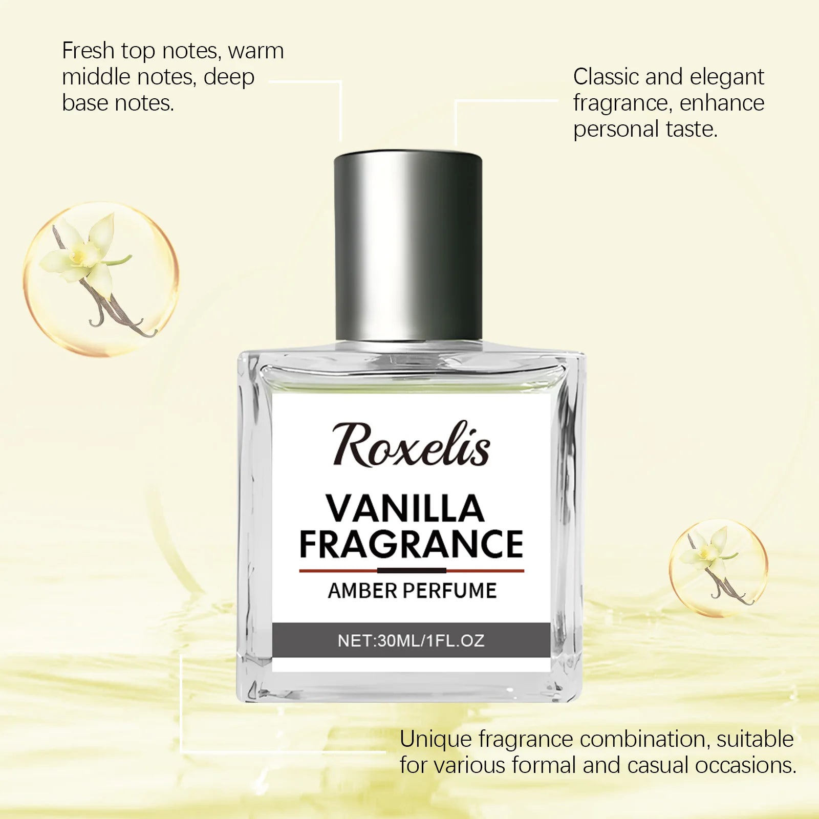 Roxelis 30ml Vanilla Amber Perfume – Fresh Wood Scent