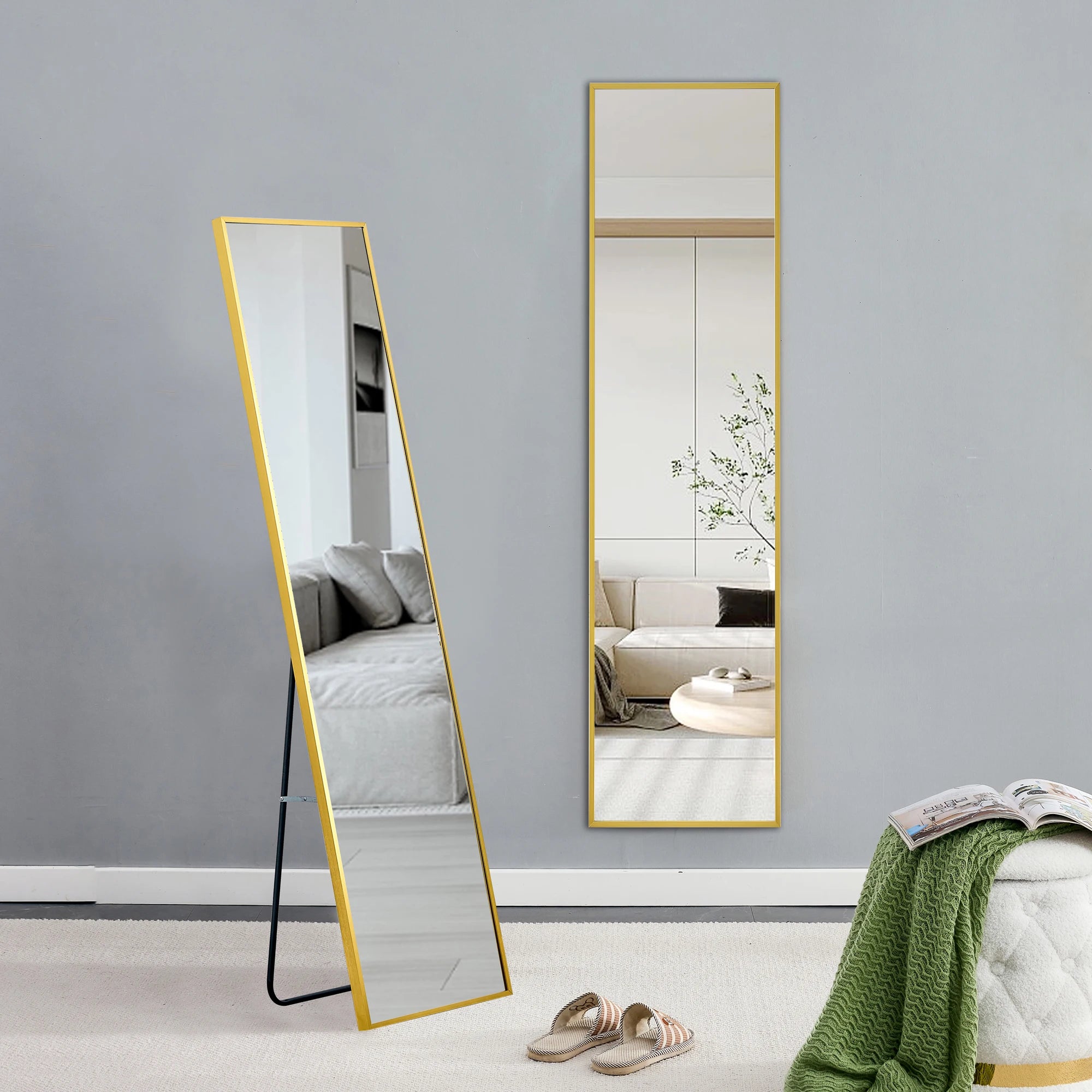 Full-Length Wall Mounted Mirror with Aluminium Frame