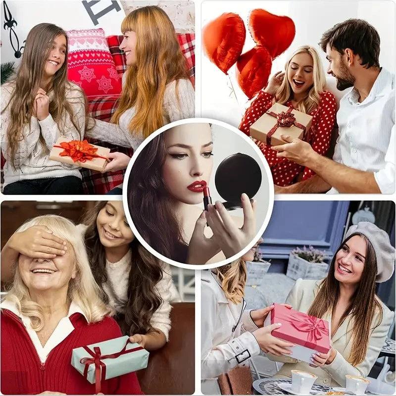 Lighted Travel Makeup Mirror – 2X/5X Magnification, Double-Sided Folding