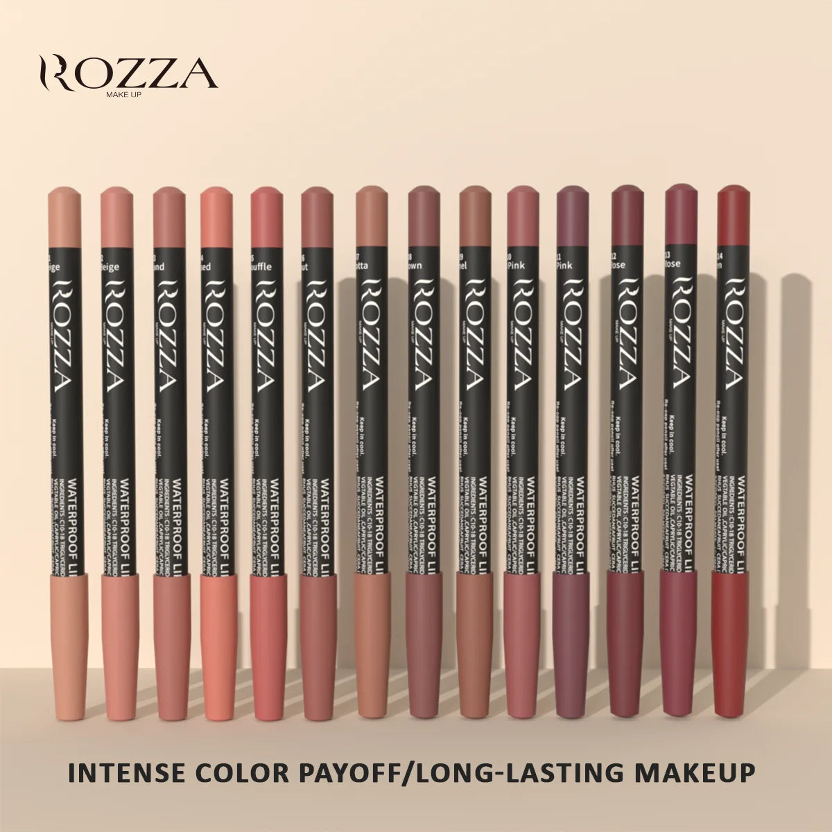 Rozza Waterproof Matte Lip Liner Pencil Set