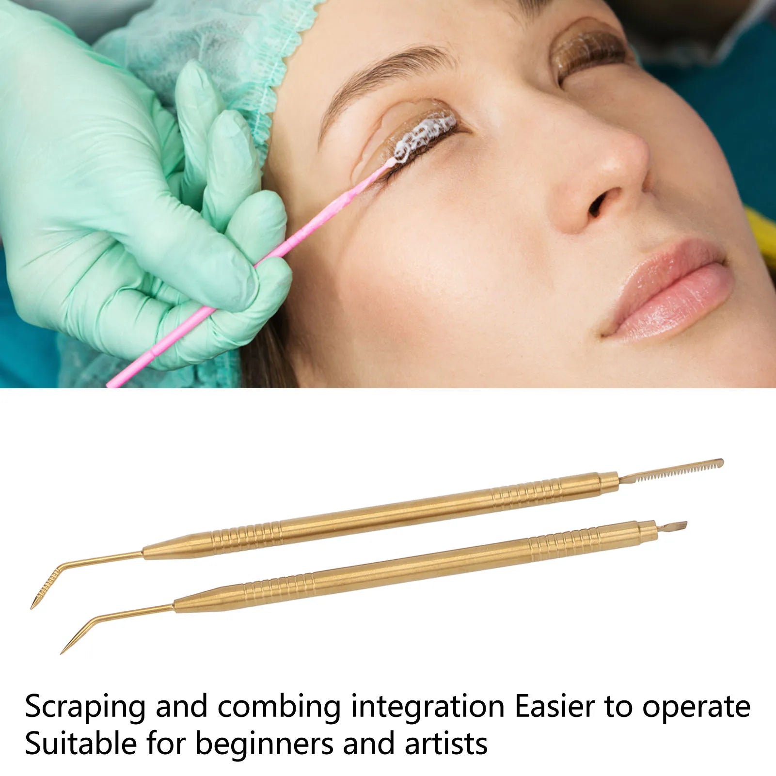 2PCS Double-Headed Stainless Steel Eyelash Lift Separators - Gold