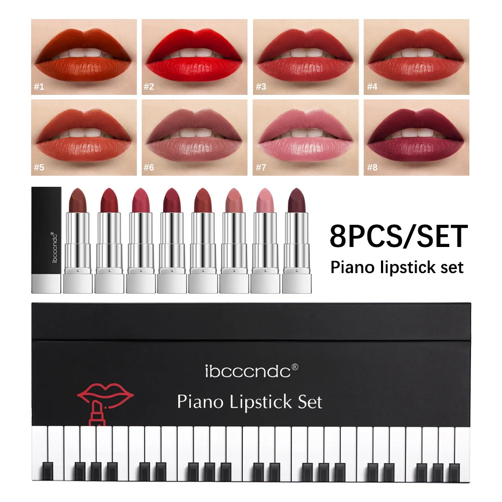 8-Pcs Velvet Matte Lipstick Set – Long-Lasting Waterproof