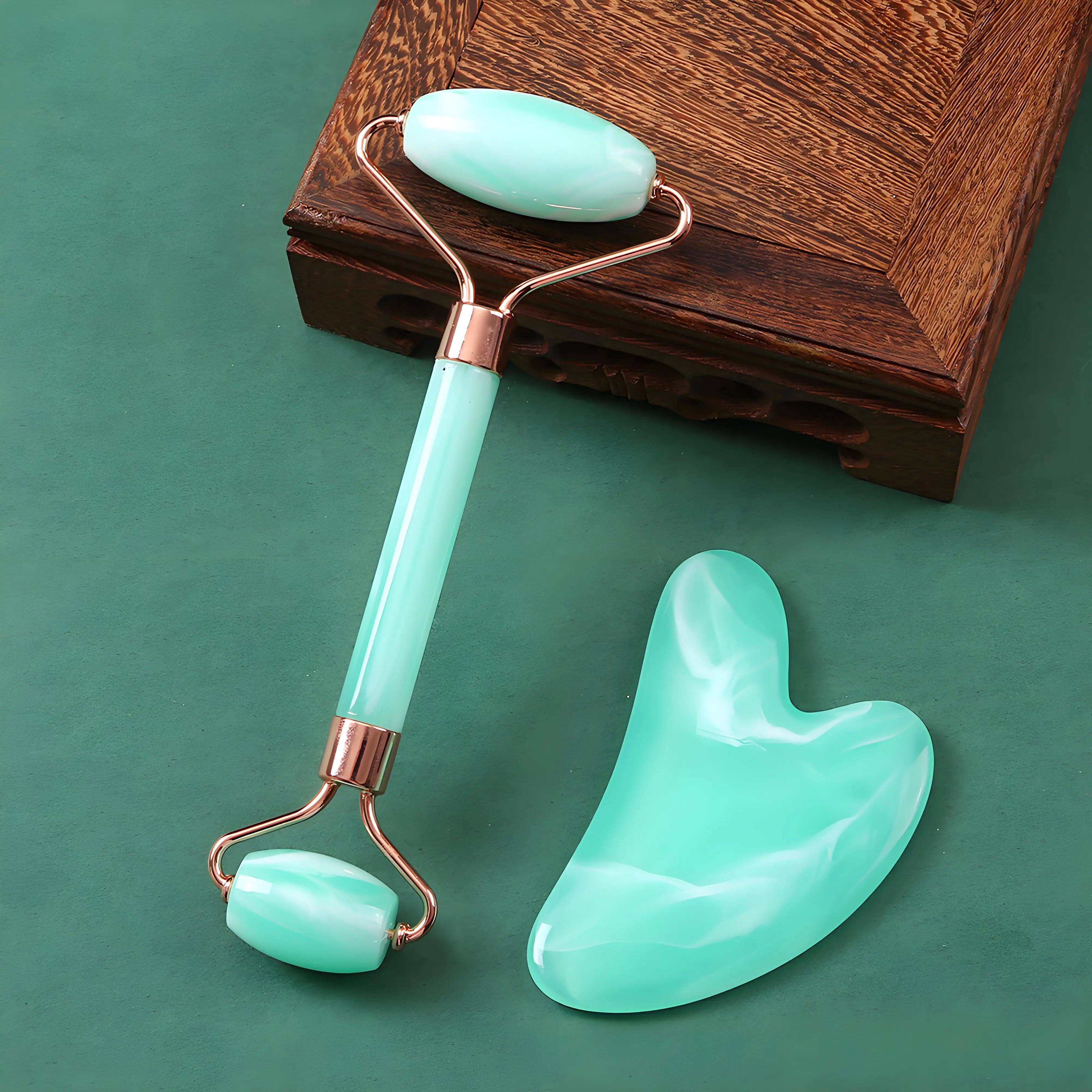 Jade Roller & Gua Sha Dual Head Facial Massage Set