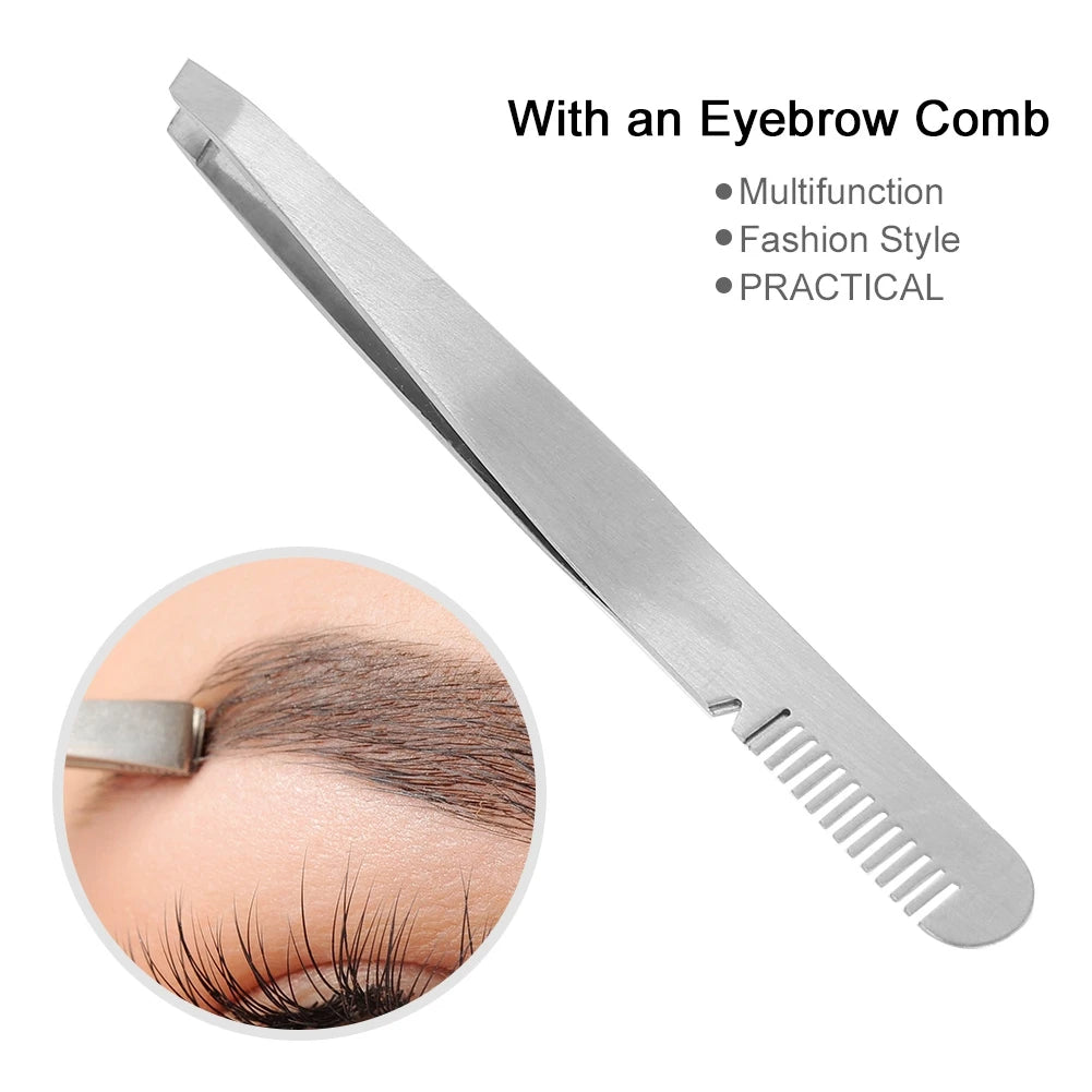 Stainless Steel Eyebrow Tweezers – Precise Hair Removal Tool
