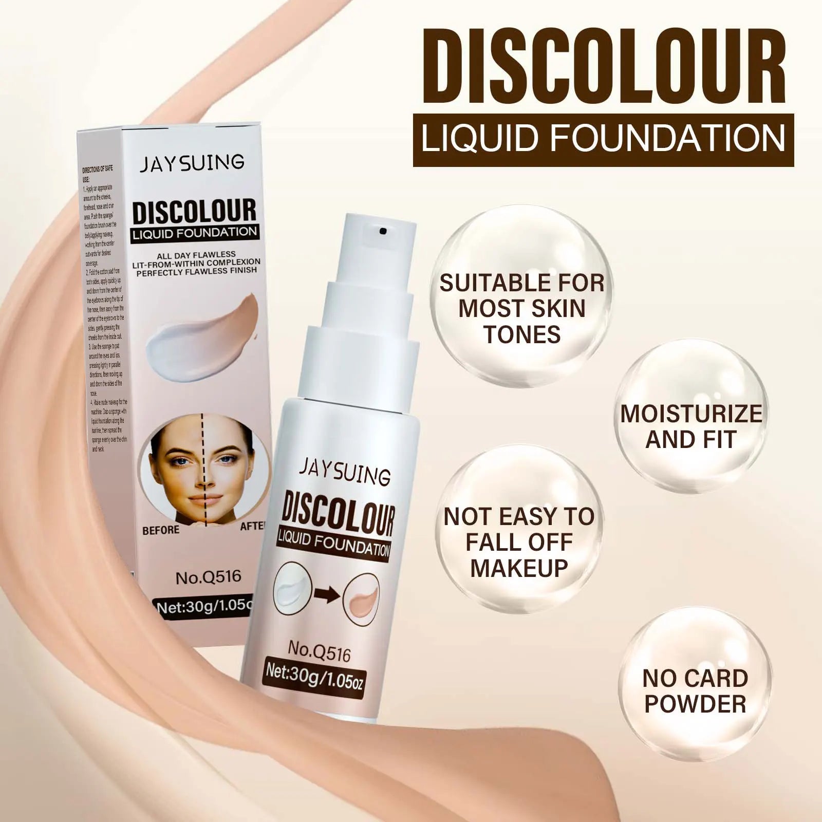 Jaysuing Color-Changing Waterproof Liquid Foundation
