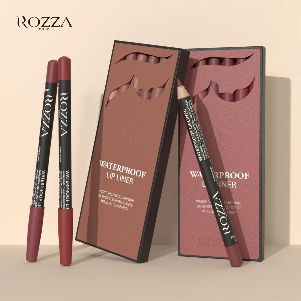 Rozza Waterproof Matte Lip Liner Pencil Set