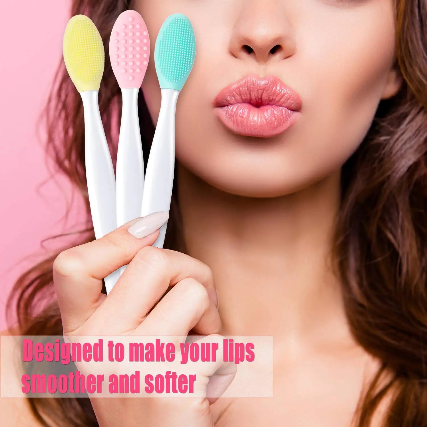 4PCS Double-Sided Silicone Lip Exfoliating Brush Set