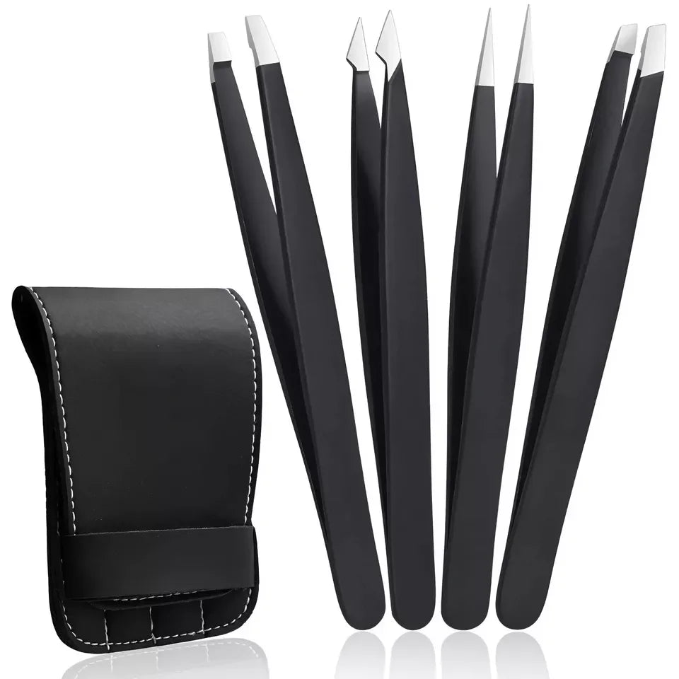 4PCS Colorful Stainless Steel Eyebrow Tweezers with Box