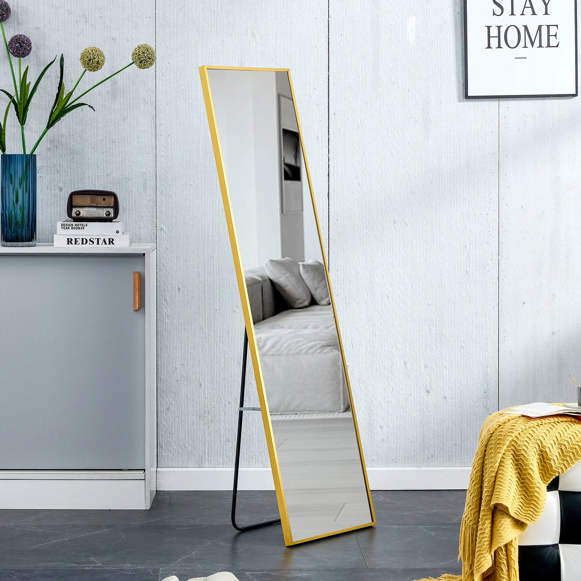 Full-Length Wall Mounted Mirror with Aluminium Frame