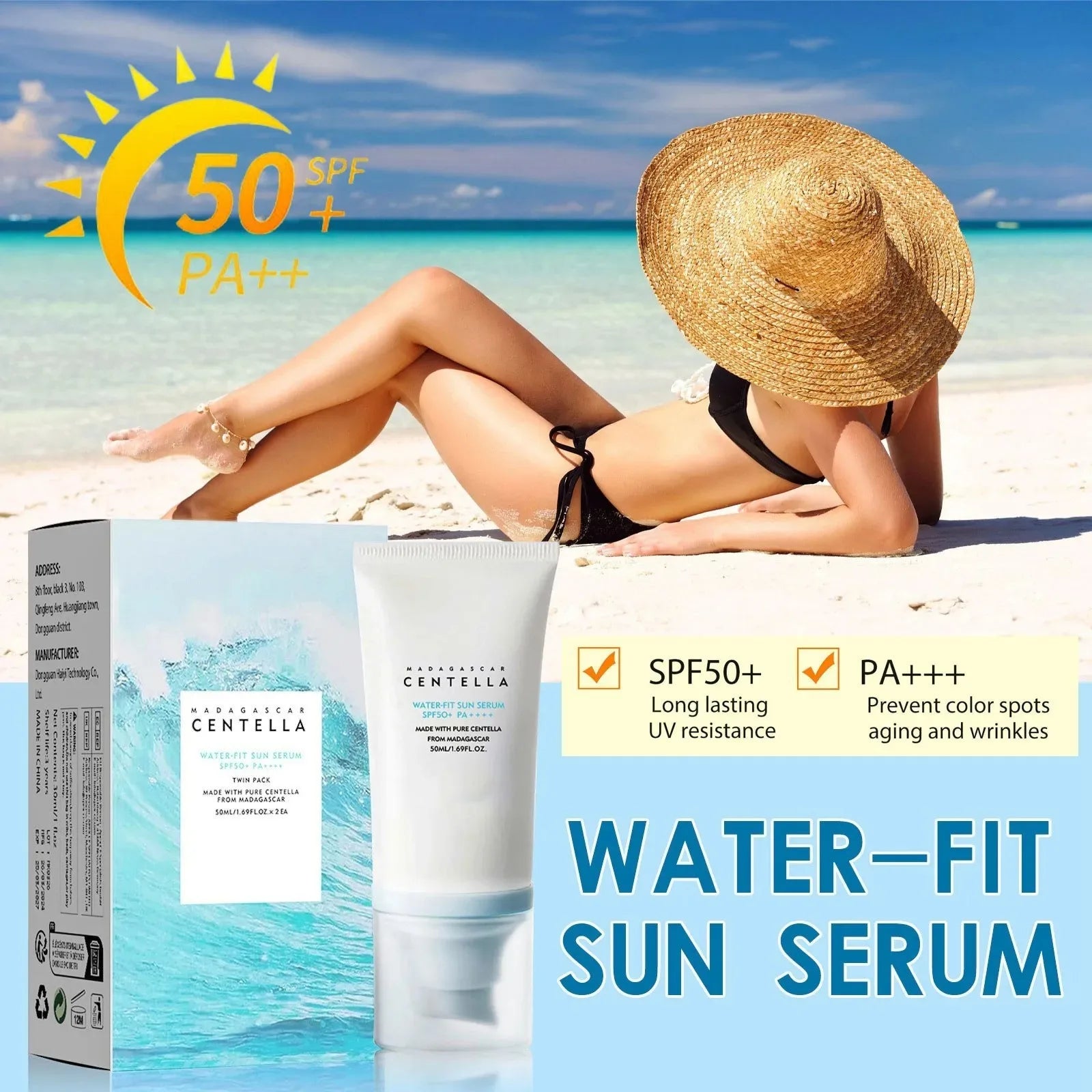 Original 50 Facial Sunscreen with Centella – Korean Whitening & Moisturizing