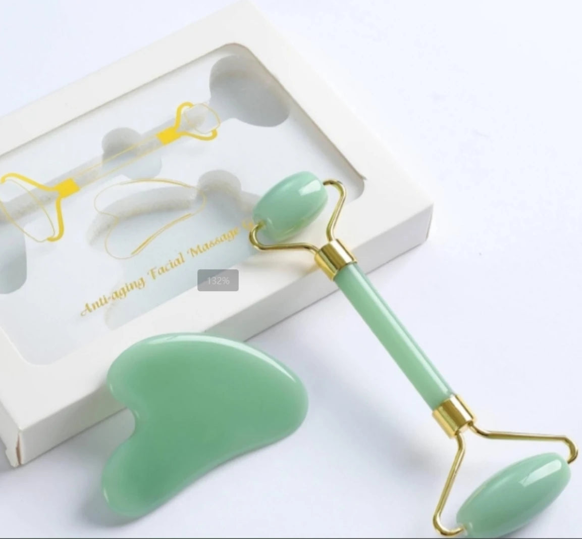 Jade Roller & Gua Sha Dual Head Facial Massage Set