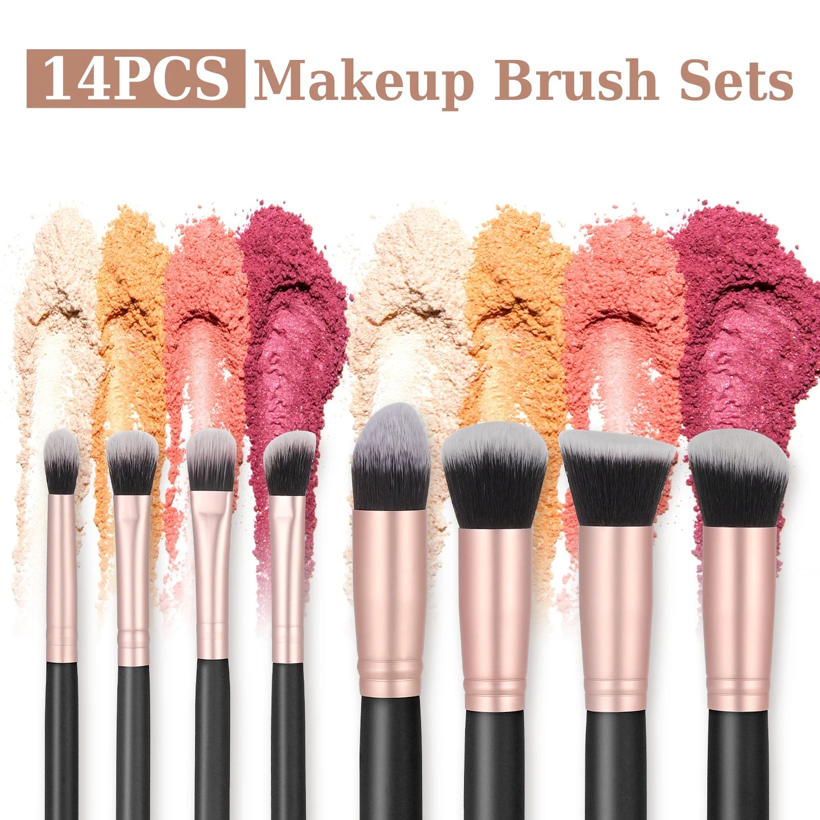 14PCS Professional Makeup Brush Set with PU Leather Holder
